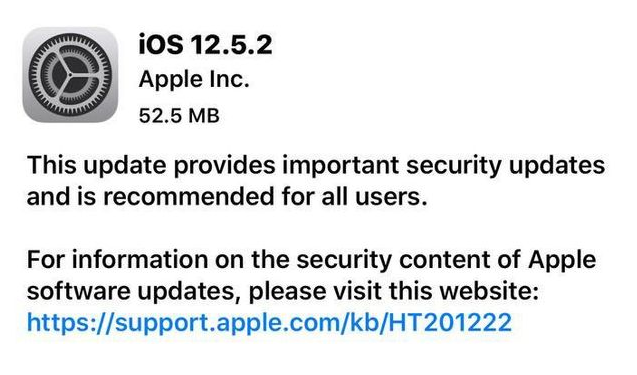 绥芬河苹果手机维修分享iOS12.5.2发布，建议所有老苹果用户安装 